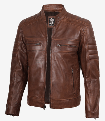 men cognac leather jacket