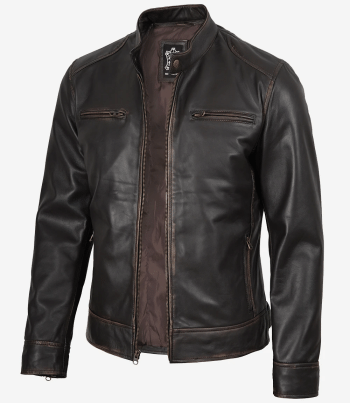 Vintage brown cafe racer leather jacket