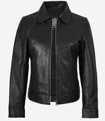 women black leather jacket